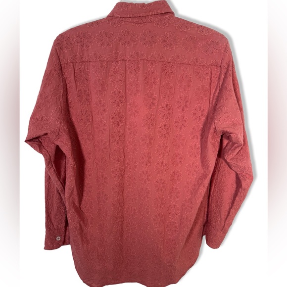 Mille Resort Travel Shirt Size XS Pink Eyelet Sofia Top Longsleeve - Picture 6 of 11